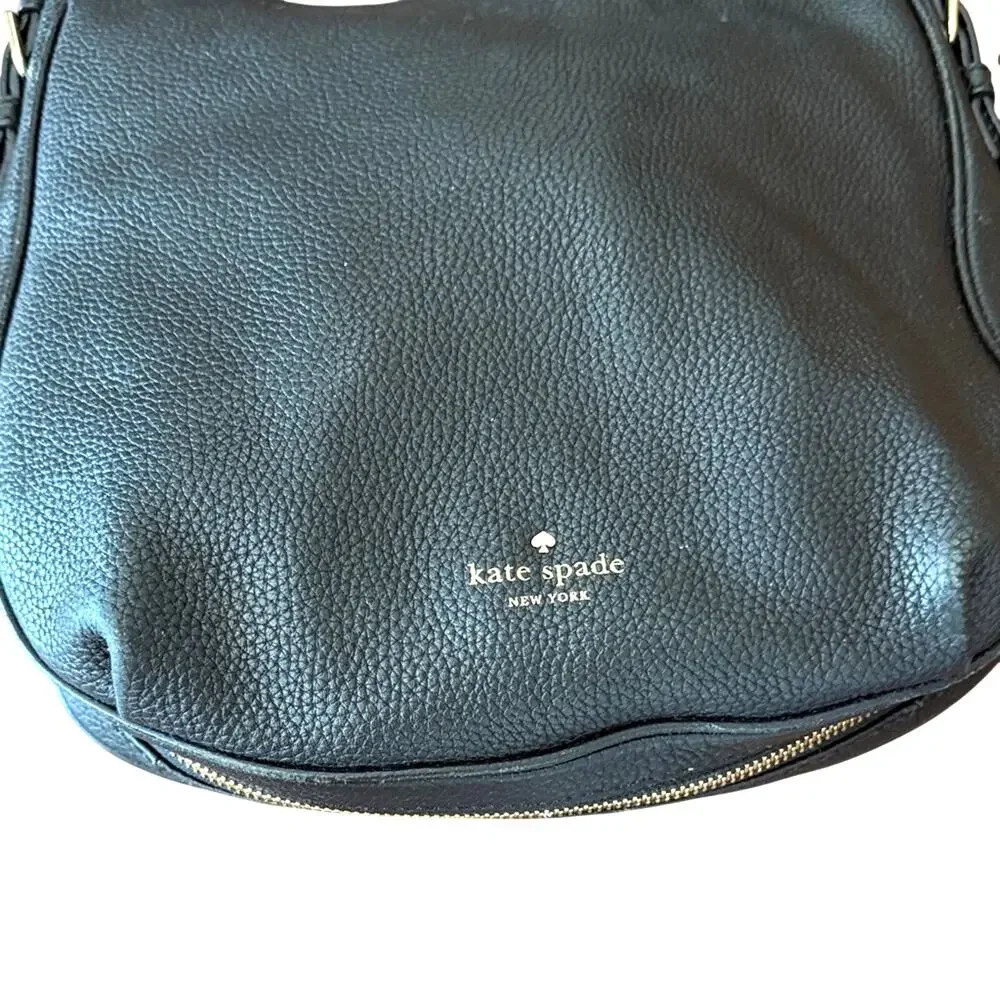 Kate Spade Ella Pebbled Leather Expandable Crossbody Shoulder Bag Black
